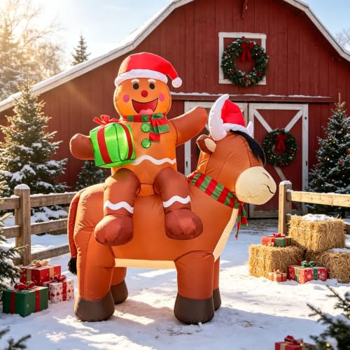 Aufblasbare Hochlandkuh mit Weihnachtsmütze – 1,8 m – Bild 6