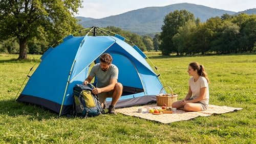 Carpa ligera impermeable para camping y mochilero 4 personas miniatura 7