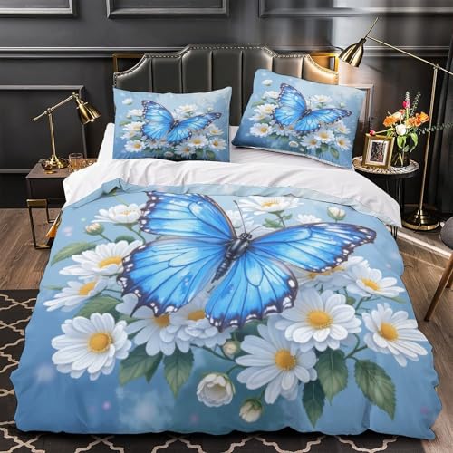 Parure de lit papillon bleu hypoallergénique contre les allergies