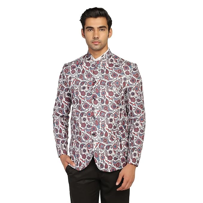tahvo Men's Printed Nehru Jacket | Stylish Ethnic Blazer for Wedding, Party Slim Fit Bandhgala Modi Jacket for Traditional Outfits-picture-39