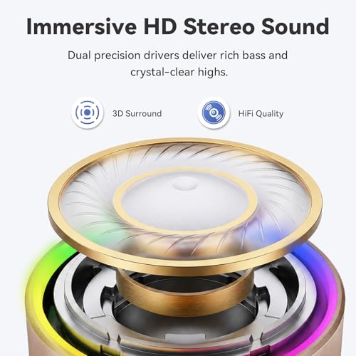 buwy Mini Bluetooth Speaker, 2026 Ultra-Light Mini Bluetooth Speaker, IP7 Waterproof Brief Design, Small Shower Travel Speaker for Outdoor, 8H Playtime, Perfect for Phone/PC/Tablet & Gift Golden — view 2