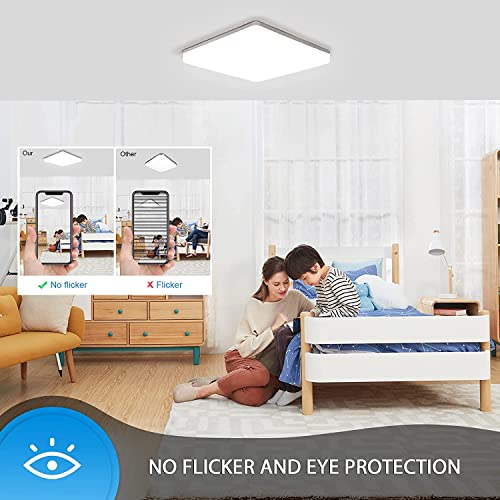 Oeegoo Led Ceiling Light 36W 3600Lm 13Inch Square Led Flush Mount Ceiling Lighting Fixture Waterproof Square Ceiling Lamp For Bedroom, Living Room, Bathroom, Kitchen, 3000K-6500K Adjustable #TOP2