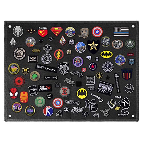 IronSeals Tactical Board Patch Organizer Holder Display with Loop Surface, Steel Ring and Flag Patch(S: 60 x 45 cm/ 23.6\" x 17.7\", Black + Flag Patch) - Thumbnail 6