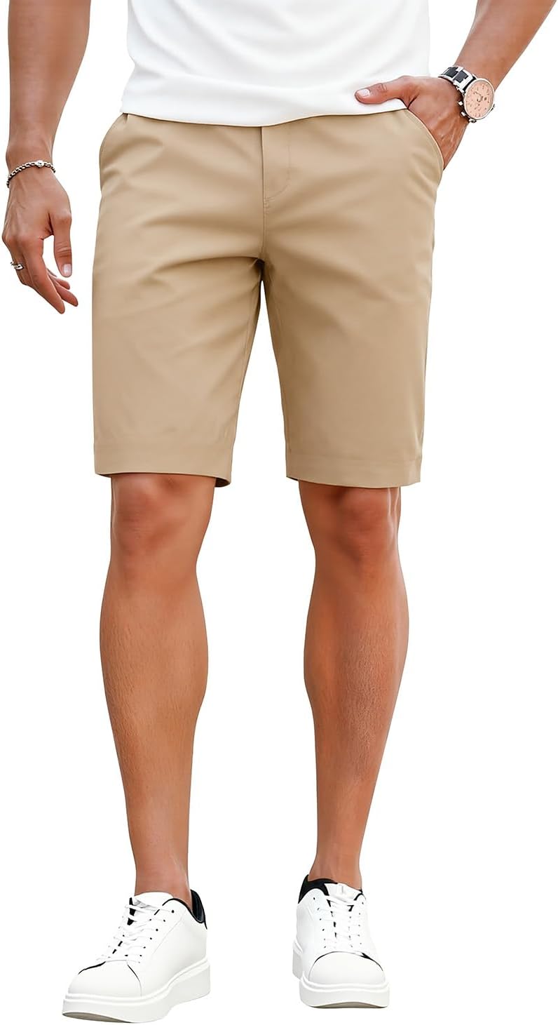 GINGTTO Mens Slim Fit Shorts 9" Inseam Stretch Chino Shorts - Image 3