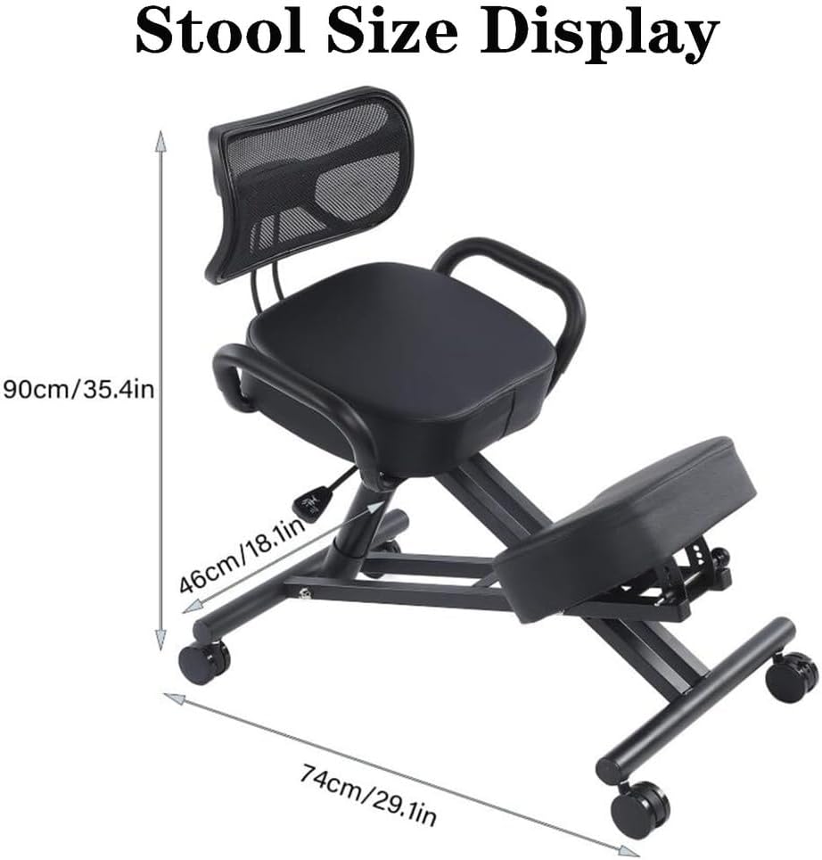 SFKLYU Ergonomic Kneeling Chair for Upright Posture, Height Adjustable Designed Knee Chair, with Back and Arms, Office Kneeling Chair for Home Office,A2