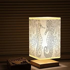 Dimmable Bedside Lamp Coloring Page of Seahorse Freehand Sketch Drawing for Adult Antistress Desk Lamps Wooden Base… 51gBdE2p7AL. SS280