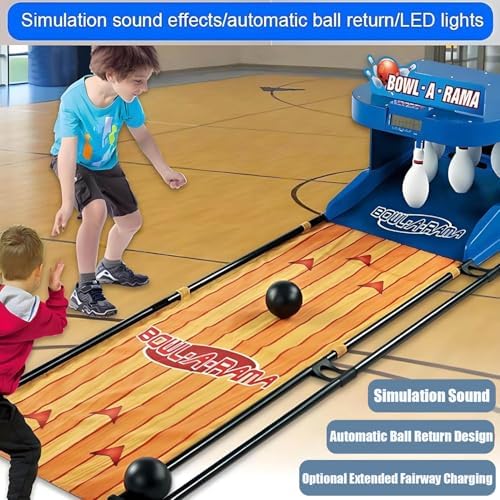 Electronic Bowling Machine, Indoor Bowling Game Console with LED Scoreboard, Automatic Reset 3.5m Bowling Alley Sports Set, Fun Family Entertainment Game