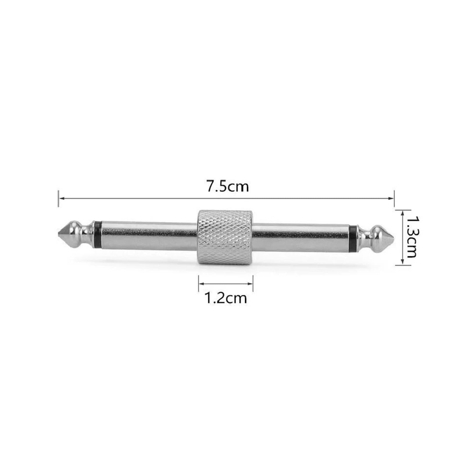 Effektpedal-Anschluss, versilberter Gitarrenstecker, 6,35 mm (1/4 Zoll), Stecker auf Stecker, gerader Typ(2PCS)