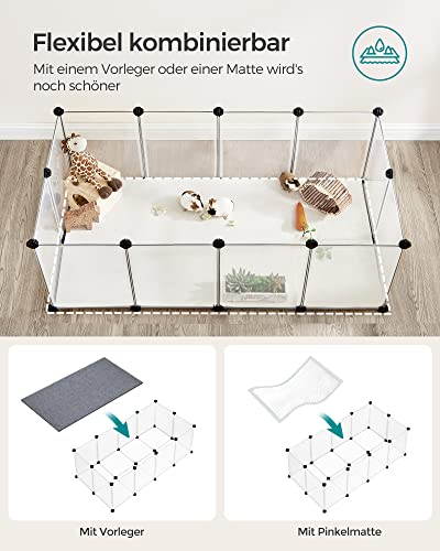SONGMICS Freigehege mit Bodenplatten, Laufstall, 120 x 60 x 40 cm