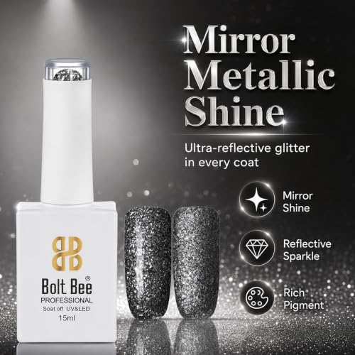 Image of BOLT BEE 15ML Gel Nail Polish 1Pc Clear Pink Glitter Nail Polish Soak Off UV LED Nail Gel Polish Nail Art Starter Manicure Salon DIY at Home, 0.5 OZ (1) (79)