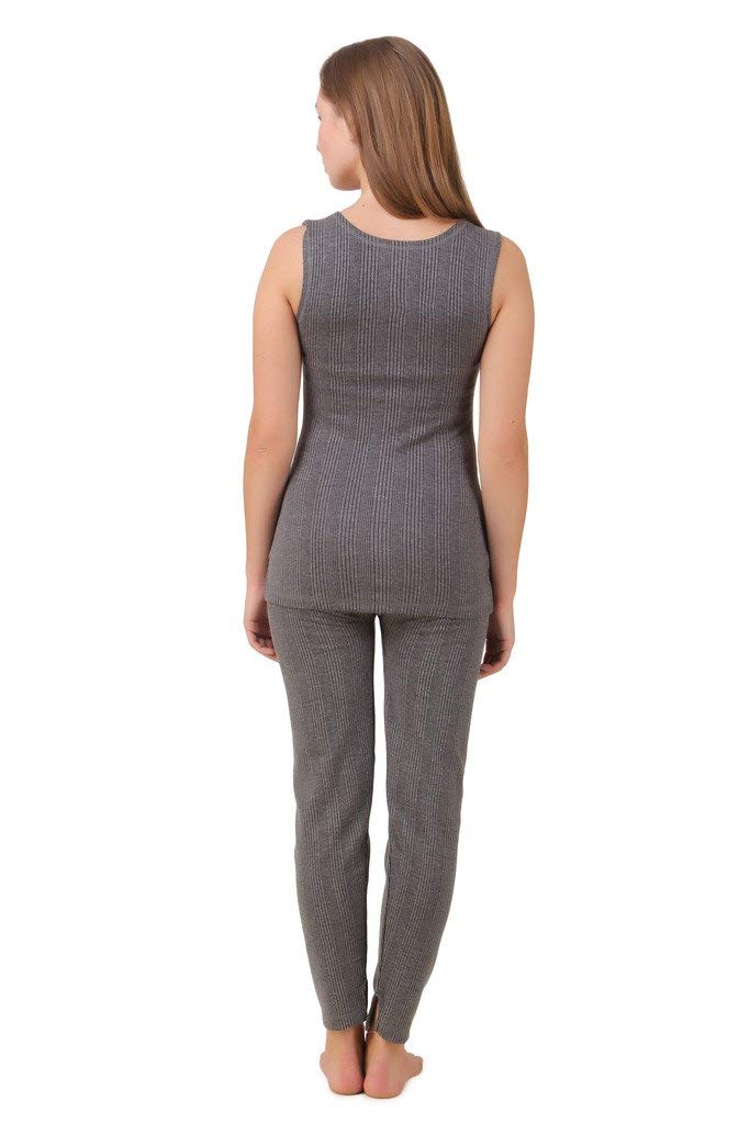 HAP Women's Blended Quilted Thermal Set of Sleeveless Top + Trouser Ladies Warmer Innerwear (Charcoal Grey, XX-Large) - Image 2 thumbnail