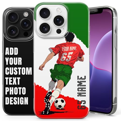 Personalisierte Fußball-Handyhülle mit Name und Nummer – Individuelles Trikot-Design für iPhone 17 Pro, 16 Pro Max, 15, 14, 13, 12, 11, XS, Samsung Galaxy S26 Ultra, S25 Ultra, S24, Pixel 10, 10a, 9