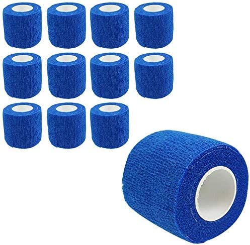 自着性テープ テーピング エラスチックバンデージ 弾性包帯 伸縮性 厚手タイプ 不織布水の通らない呼吸できるエラスチ 12 ロール 5cm x 4.5 m