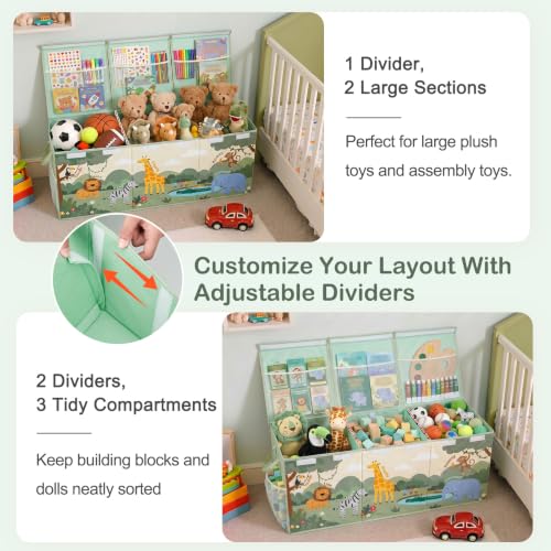 Image of Toy Box with Adjustable Divider Large Toy Chest Storage for Nursery Kidroom