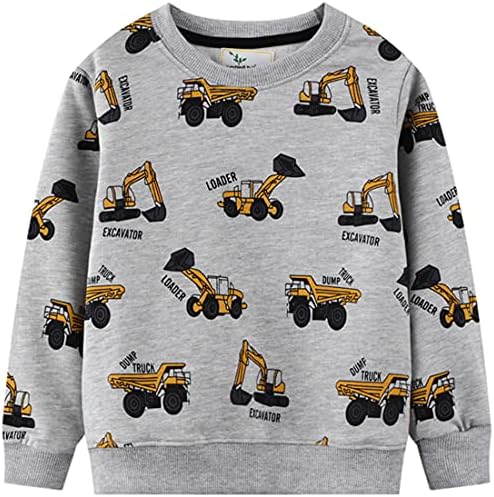 Unisex Kids Girls Boys Cotton Unicorn Truck Dinosaur Cartoon Spring Autumn Crew-Neck Sweatshirts Pullover Tops Shirts