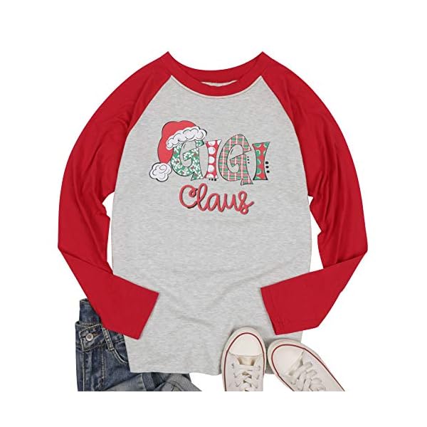 Grandma-Claus-Shirt-Women-Funny-Christmas-Graphic-Tee-Casual-Raglan-Splicing-Long-Sleeve-Pullover-Tops-Gigi-Shirts Grandma Claus Shirt Women Funny Christmas Graphic Tee Casual Raglan Splicing Long Sleeve Pullover Tops Gigi Shirts Red