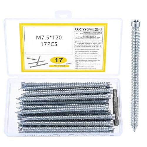 for Torx Screws, 7.5 x 120mm (Box of 17) Self Tapping Countersunk Direct Concrete ScrewsHeavy Duty Frame Fixing Screws, Anchors Screw, Direct Fix into Brick, Stone, Concrete Posts etc