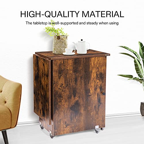 image for VIVOHOME Folding Sewing Craft Table, Rolling Sewing Machine Desk with 