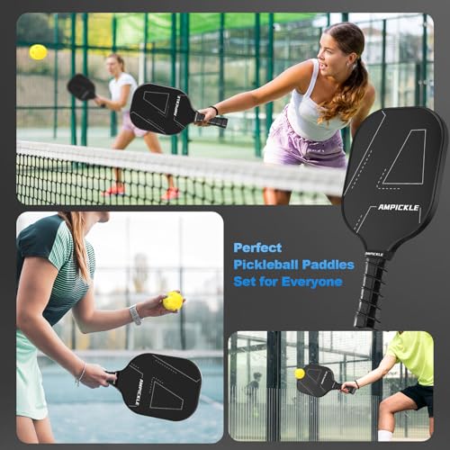 Image of Pickle Ball Paddle,Fiberglass Pickleball Paddles Set,Frosted Surface Pickleball Rackets, USAPA Standards,Oversized Sweet Spot Pickle Ball Paddle for Indoor Outdoor (A-Line Black)