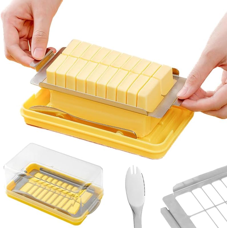 Butter Slicer Container, Dish With Lid And Slicer, Butter