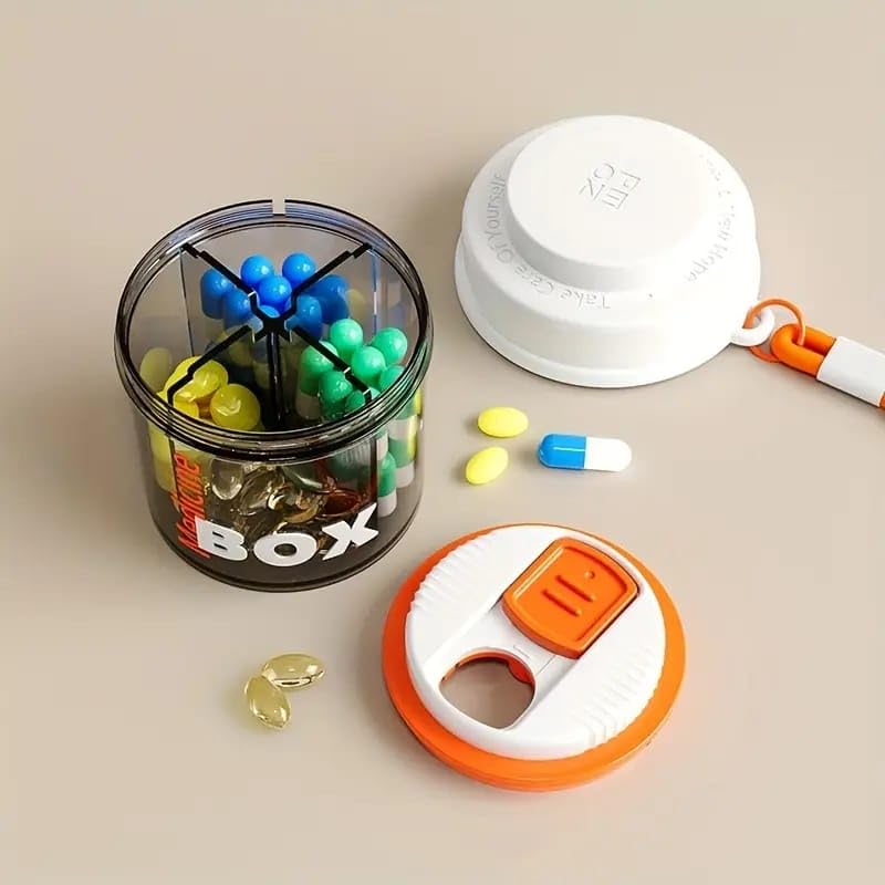 1Pc 4-Compartment Rotating Pill Box, Compact & Portable Medicine Organizer for Pills, Vitamins & Tablets, Travel-Friendly Pill Case with Rotating Design-image-26