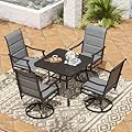 Soohow Patio Dining Set for 4, 5-Piece Outdoor Table and Chairs Set, 4 x Swivel Outdoor Dining Chairs with Paded Textilene and 35"x35" Patio Table with 1.57" Umbrella Hole for Poolside, Backyard