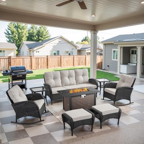 Patio 8-Piece Conversation Set with 43" Fire Pit Table