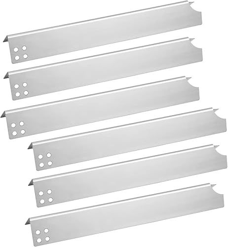 Placa de calor para Brinkmann 810-6680-S, piezas de repuesto de acero inoxidable BBQ Heat Shield Tent 810-6680S, 6 barras aromatizantes Pakc, 15