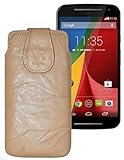Suncase Original Tasche für/Motorola Moto X 2014 (2. Generation) / Leder Etui Handytasche Ledertasche Schutzhülle Hülle Hülle/in wash-beige