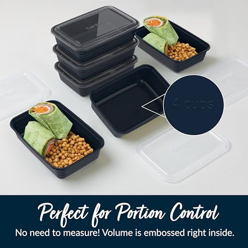 Image of Bentgo Prep - 20-Piece 1-Compartment Reusable Meal Prep Containers with Lids, PFAS & BPA Free Materials, Durable, Microwave, Freezer, & Dishwasher Safe To Go Food Storage (Navy Blue)