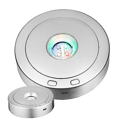 PRETYZOOM Led Stand Base for Crystal Ball Display Rotating Light Bases Warm Light Modes
