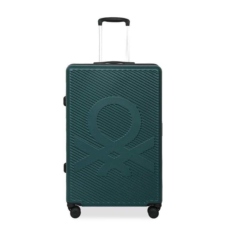 Image of United Colors of Benetton Hard Luggage Glide Set of 3 (Cabin, Mid & Cargo) - Dark Green | PC Carry-On Trolley Bag | TSA Lock & 360 Spinner Wheels Suitcase | Telescopic Handle | Water Resistance