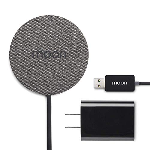 Moon Wireless Charging M593 Qi-Enabled Wireless Charging Pad with QC 3.0 Wall Charger (Black Fabric)