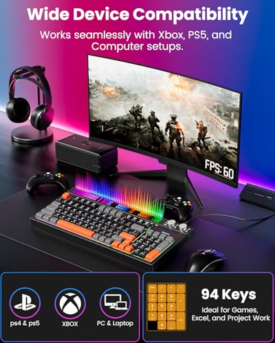 Image of SABLUTE Keyboard Gaming - Audio-Sync RGB Light Strip, 19-Key Anti-Ghosting, Dual Control Knobs, Adjustable Stand, Ultra-Low Latency Quiet Mechanical Feel for PC Gamers（Black