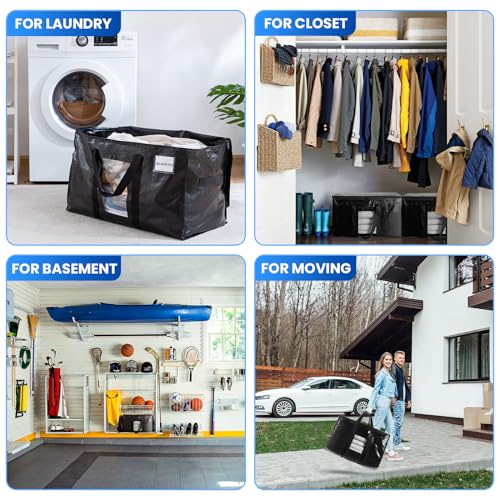 Taili Extra Large Moving Bags, 4 Pack Black Heavy Duty Totes For Storage, Wrap Around Handles, Storage Bags For Space Saving Moving Storage thumb #8