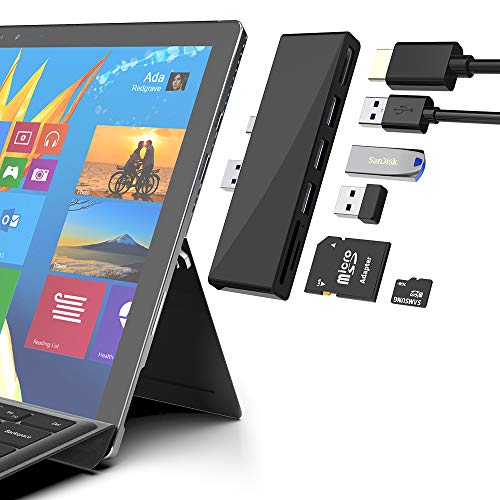 Rocketek Surface Pro USB Hub Docking Station, 6-in-1 USB 3.0 Hub Adapter with 4K DP Displayport, 3 USB3.0 Ports (5Gps), SD/TF Card Surface Pro Adapter for Surface Pro 6/5/4