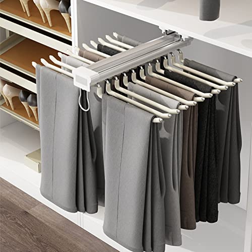ybaymy Hosenbügel Ausziehbarer Hose Rack Hosenhalter Schrank Hosenauszug für Kleiderschrank Hosenbügel Platzsparend Ausziehbar, Beige Cover