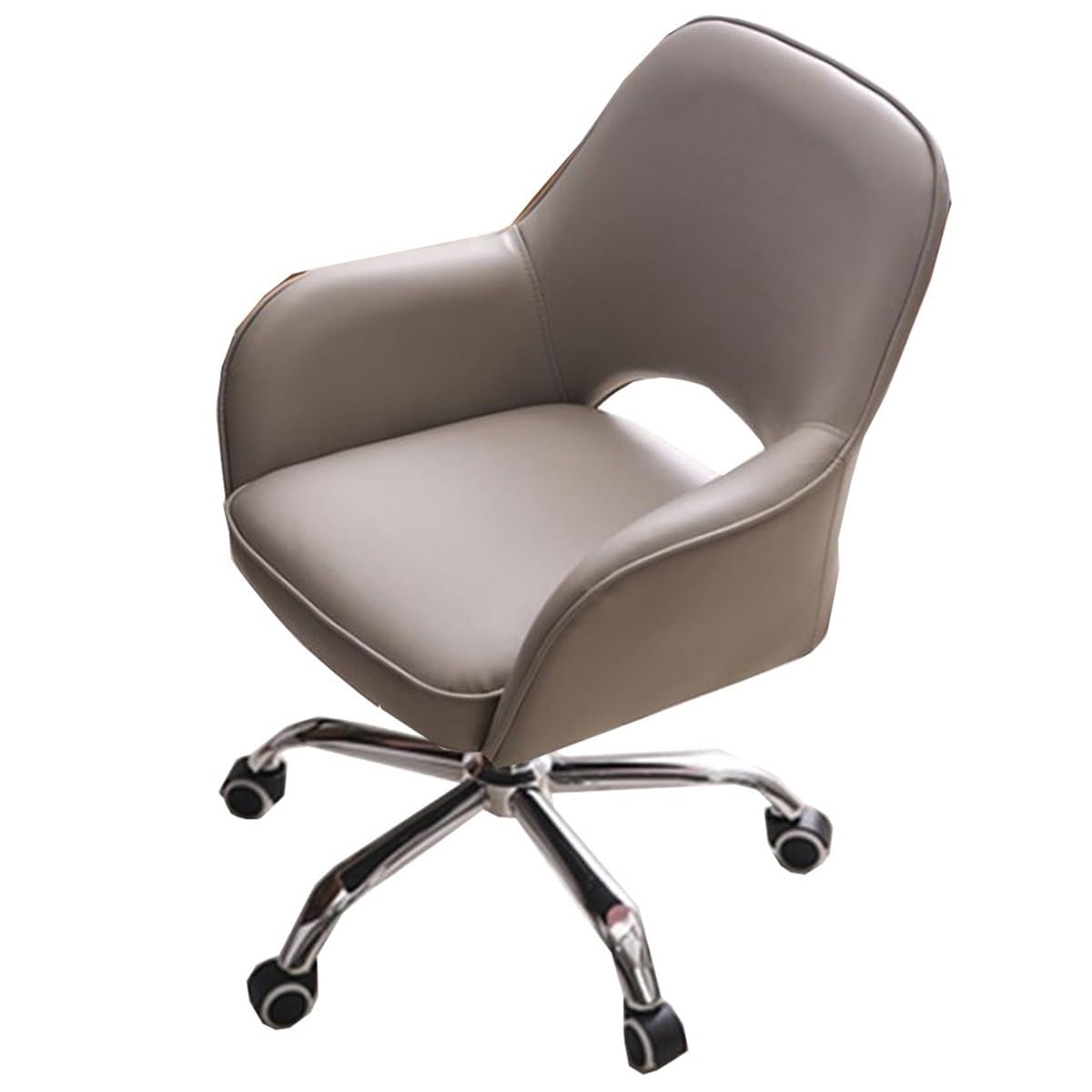 HTTGDGDH Ergonomic Swivel Office Chair With Armrests | Thick Ioned Leather Chair For Home Office Task Reading & Relaxation,Grey