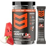 MTN OPS Ignite Sugar Free Energy Drink Powder Trail Packs with 200mg Caffeine, Travel Pre Workout Packets for to-Go Energy, Nootropic Blend, L Arginine & L Citrulline, 20 Servings, Tiger's Blood