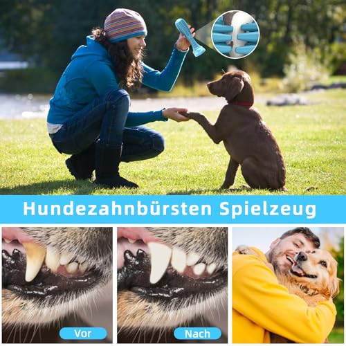 HETOO Hundespielzeug, Kauspielzeug für Hund Welpen, Zähne Reinigung Hunde Spielzeug Für Mittelgroße Hunde, Zähne Schleifstange Gummi Dog Toys (Blau)