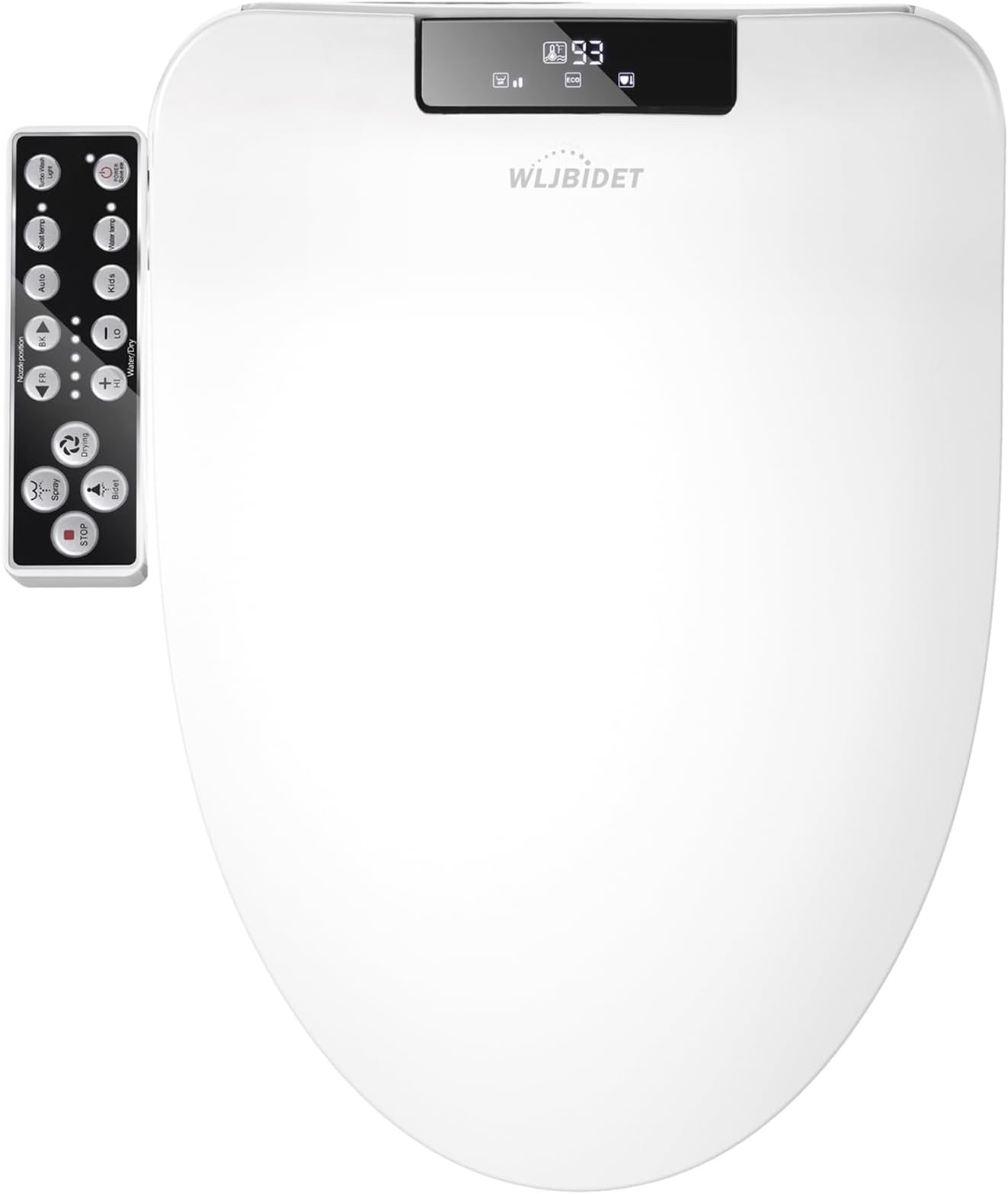 WLJBIDET - Elongated Bidet Toilet Seat, Smart Electronic Heating Toilet Seat with Unlimited Heated Water and Hot Air Dryer, Adjustable Temperature, Nozzle