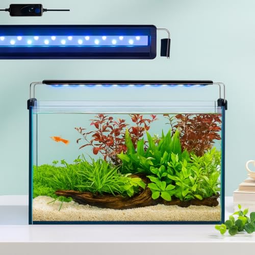 Image of LY-50S Aquarium LED Light (Blue+White) | Ultra Slim Waterproof LED Lamp with Extendable Bracket | Energy Efficient Fish Tank Light for Freshwater & Saltwater Aquariums | for 50-60 cm Tanks