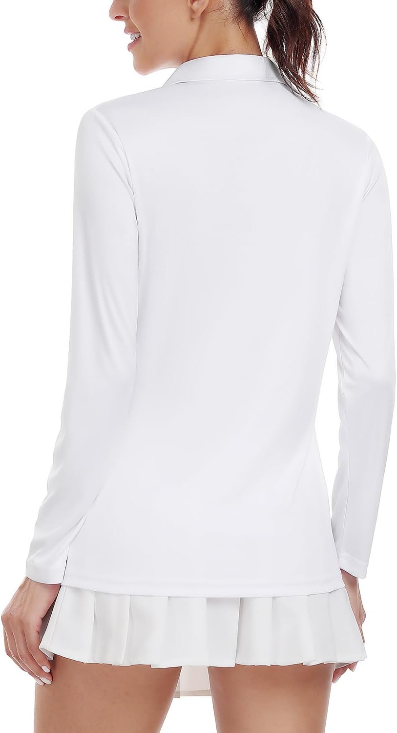 Ullnoy Lightweight Golf Shirts for Women Moisture Wicking Long Sleeve Polo Shirt Women Quick Dry Activewear Golf Tops Pack - Image 4
