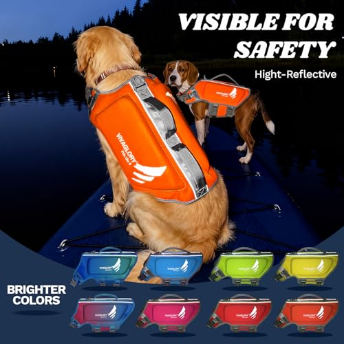 VIVAGLORY High Buoyancy Schwimmweste Hund, Rettungsweste, Hundeschwimmweste für Bootfahren, Schwimmhilfe & Auftrieb, S, Orange