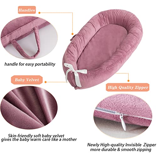 سرير أطفال قطيفة ناعم ولطيف على البشرة للأطفال حديثي الولادة محمول وقابل للتعديل للنوم بجانب الوالدين أو للسرير الثابت المتحرك مناسب كهدية أساسيات البيبي من مورو بينك بين بيست متعدد الالوان عدد 1