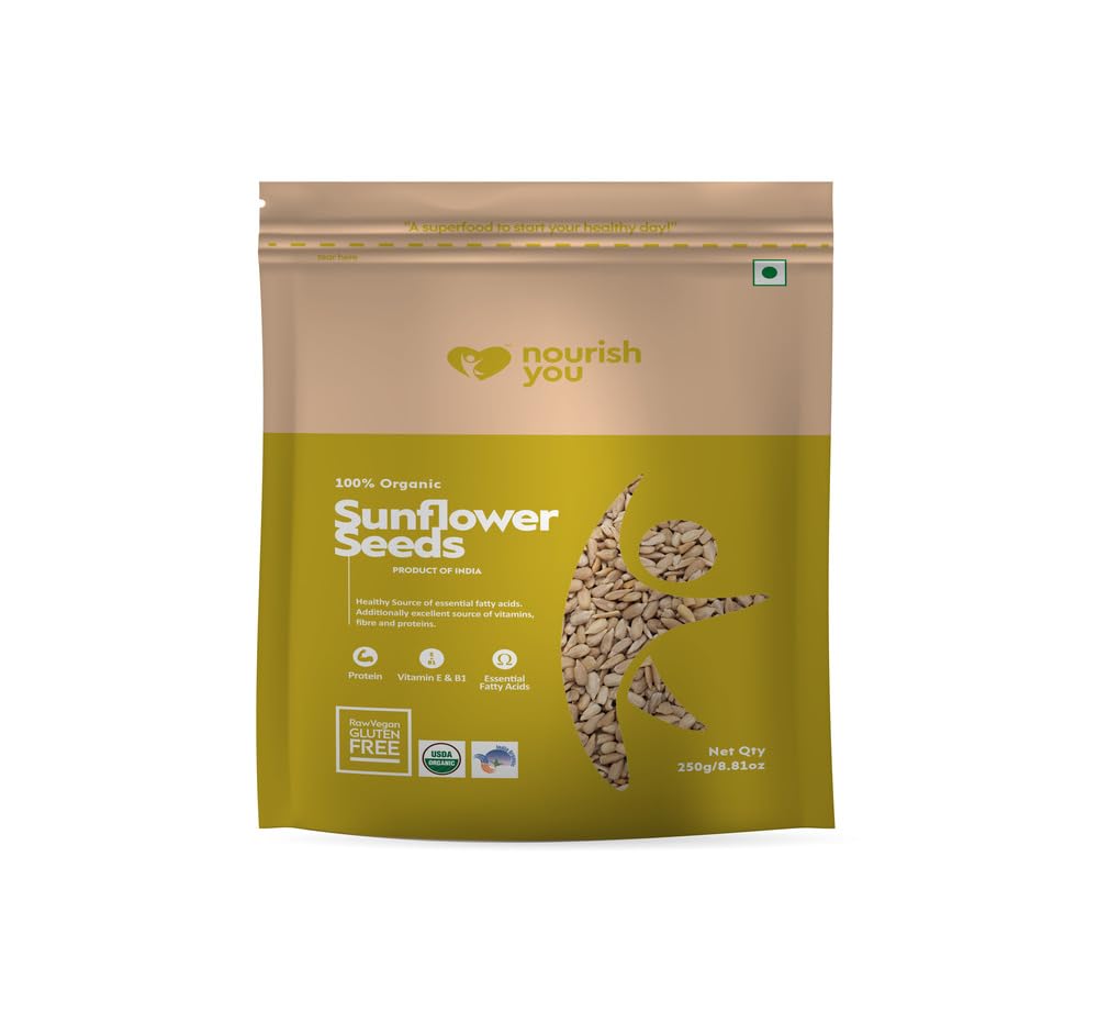 Nourish You Raw sunflower seeds 250 gm - Raw Sunflower Seeds for Eating | Diet Food | Healthy Snack | suryaful seeds | Weight management | Source of Antioxidants | Fibre rich superfood