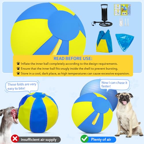 Image of 18 Inch Herding Ball for Dogs with Durable 1000D Oxford Cover - Interactive Dog Toy with Handles for Medium Breeds, Anti-Burst & Heavy Duty Herding Ball for Australian Shepherds, Border Collies