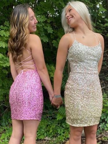 Sequin Homecoming Dresses for Teens Sparkly Short Prom Dress Bodycon Mini Dress 5