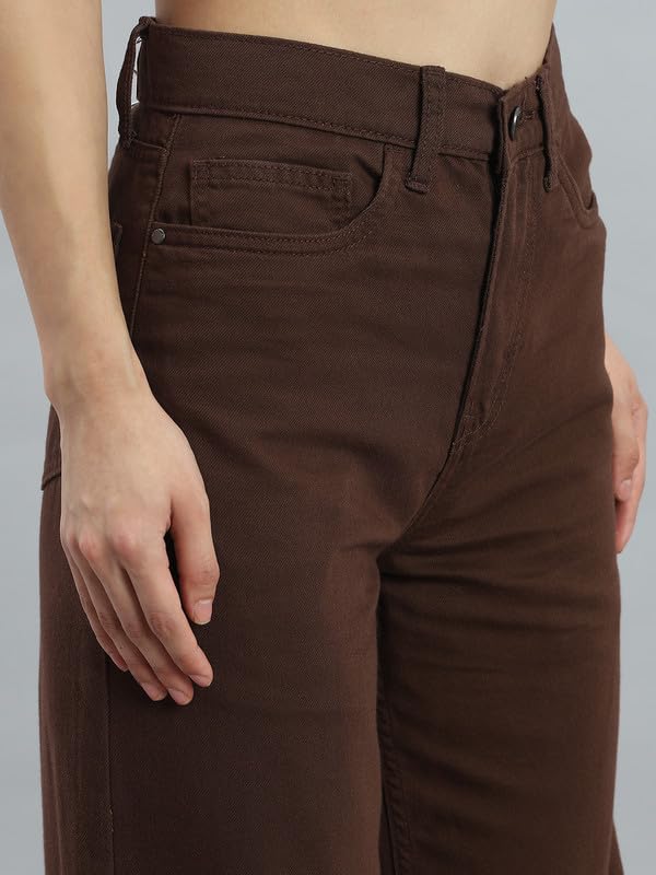 Image of GO COLORS Soft Cotton-Tencel Blend Twill Wide Pants Full Length for Women| Breathable, High Rise