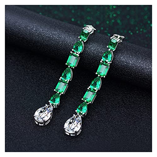 Omuci 925 / 3Ct Diamond Emerald Dangle Earring Jewelry Gemstones Party Wedding Drop Earrings For Women Bridal #TOP25
